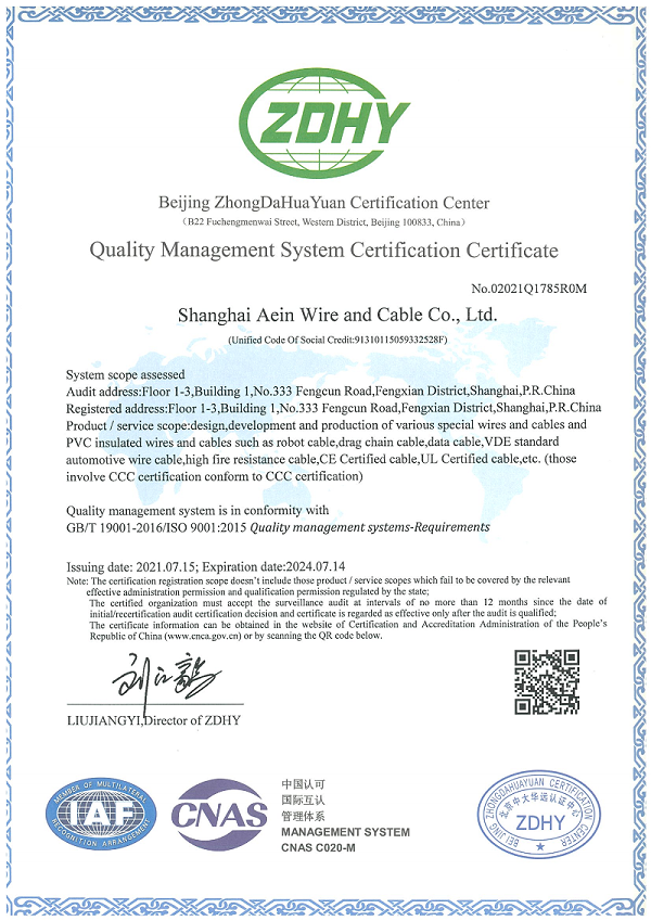 ISO9001 三体系证书—上海埃因电线电缆有限公司_01